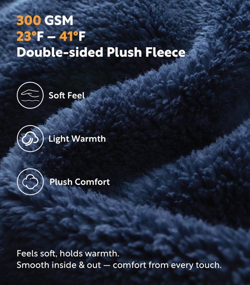 DAVID ARCHY Men's Soft Plush Fleece Robe Full Length Hooded Long Bathrobe for Men with Hood (L, Navy Blue- Shu Velveteen) - Image 2